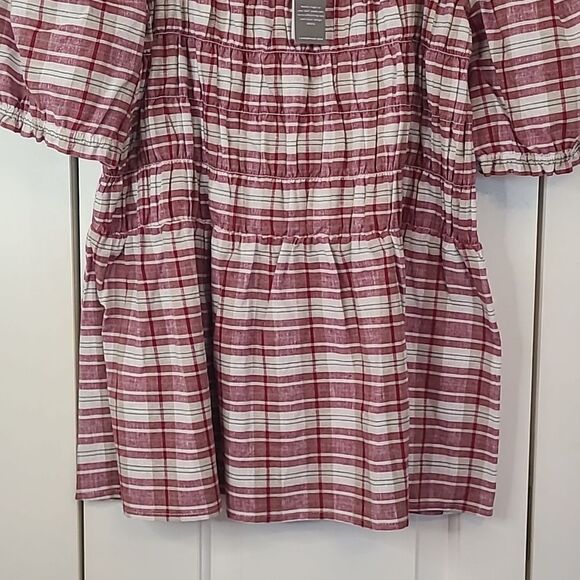 Fitted Square-Neck Peplum Top With Smocked Bodice Size 18W - Picture 5 of 10